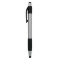 Stylus Click Pen - Black Rubber Grip - Pad Printed